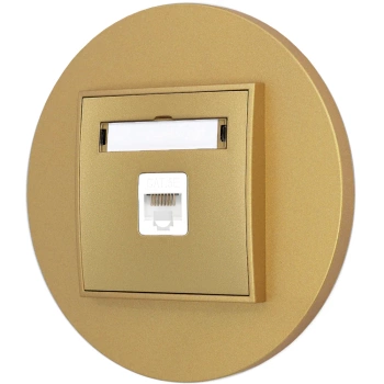 Gniazdo internetowe rj45 1x z ramką okrągłą seria MINI kolor złoty