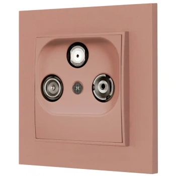 Gniazdo rtv-sat z ramką kwadratową seria MINI kolor łososiowy