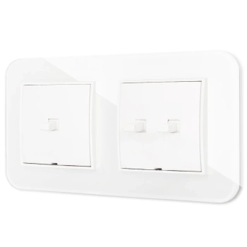 Włącznik pojedynczy i podwójny w stylu USA ramka zaokrąglona efekt szkła seria ICON kolor biały