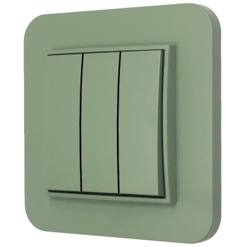 Włącznik potrójny z ramką zaokrągloną seria MINI kolor szałwiowy