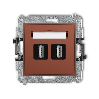Mechanizm gniazda podwójnego 2xUSB A-A 2.0 Karlik seria ICON 63IGUSB-2 kolor terakota