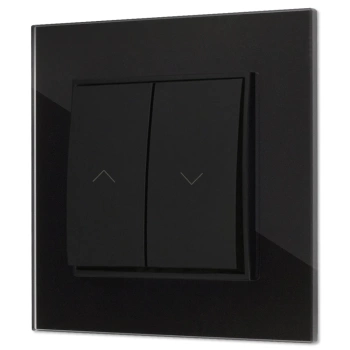 Włącznik roletowy zwierny z ramką kwadratową efekt szkła seria ICON kolor czarny
