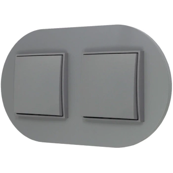 Dwa włączniki pojedyncze z ramką okrągłą seria MINI kolor szary mat