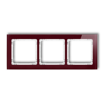 Ramka uniwersalna potrójna - efekt szkła ramka: bordowa; spód: biały Karlik seria DECO 14-0-DRS-3 kolor bordowy