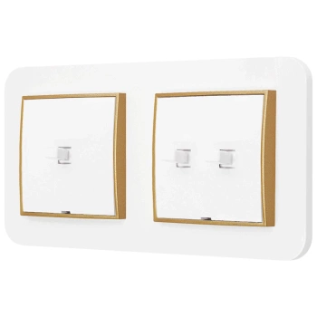Włącznik pojedynczy i podwójny w stylu USA ramka zaokrąglona seria Mini kolor biały mat/złoty