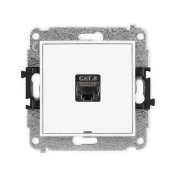 Mechanizm gniazda komputerowego pojedynczego 1xRJ45, kat. 8, ekranowany, 8-stykowy, bez pola opisowego Karlik seria MINI MGKBO-11 kolor biały