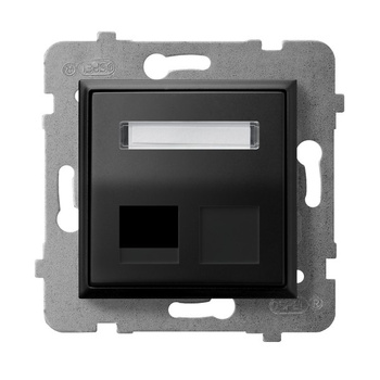 Obudowa gniazda pojedynczego typu Keystone skośna seria ARIA kolor Czarny metalik symbol GPK-1US/p/33