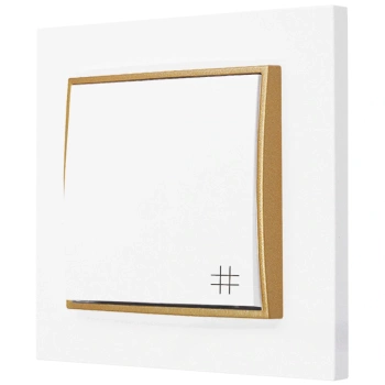 Włącznik krzyżowy z ramką prostą seria MINI kolor biały mat/złoty