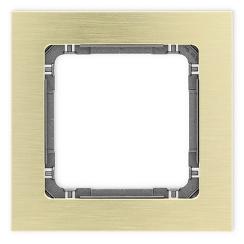 Ramka uniwersalna pojedyncza - aluminium szczotkowane ramka: kolor mosiężny; spód: grafitowy Karlik seria DECO 8-11-DRA-1 kolor mosiężny