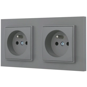 Dwa gniazda pojedyncze z ramką prostą seria MINI kolor szary mat