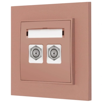 Gniazdo internetowe rj45 2x z ramką kwadratową seria MINI kolor łososiowy