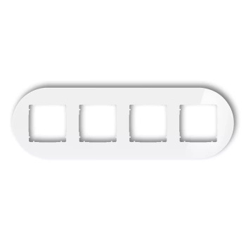 Ramka uniwersalna poczwórna okrągła - efekt szkła ramka: biała; spód: biały Karlik seria ICON 0-0-IRSO-4 kolor biały