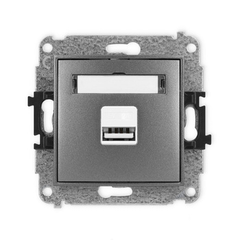 Mechanizm ładowarki USB pojedynczej USB A, 10W max., 5V, 2A Karlik seria ICON 11ICUSB-3 kolor grafitowy