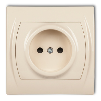 Gniazdo pojedyncze bez uziemienia 2P z przesłonami torów Karlik seria LOGO 1LGP-1p kolor beżowy