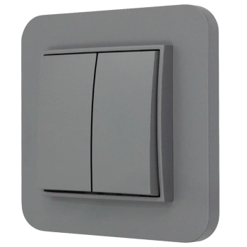 Włącznik podwójny z ramką zaokrągloną seria MINI kolor szary mat