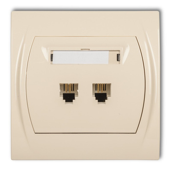 Gniazdo telefoniczne podwójne 2xRJ11, 4-stykowy Karlik seria LOGO 1LGT-2 kolor beżowy