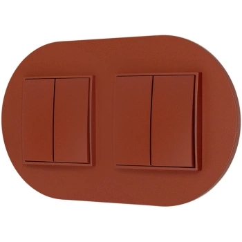 Dwa włączniki podwójne z ramką okrągłą seria MINI kolor terakota