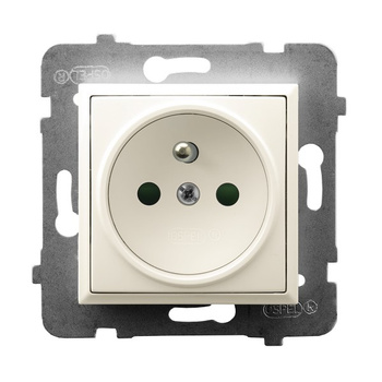 Gniazdo pojedyncze z uziemieniem z przesłonami torów prądowych seria ARIA kolor Ecru symbol GP-1UZP/m/27