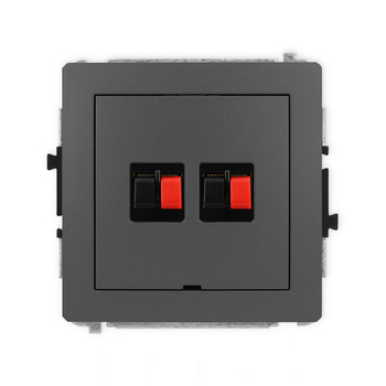 Mechanizm gniazda głośnikowego podwójnego, bez pola opisowego Karlik seria DECO 28DGGBO-2 kolor grafitowy mat