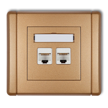 Gniazdo komputerowe podwójne 2xRJ45, kat. 6, 8-stykowe Karlik seria FLEXI 8FGK-4 kolor złoty metalik