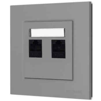 Gniazdo internetowe rj45 2x z ramką seria Bella kolor popiel mat