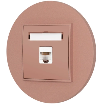 Gniazdo internetowe rj45 1x z ramką okrągłą seria MINI kolor łososiowy