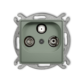 Mechanizm gniazda abonenckiego RTV-SAT przelotowego 10dB Karlik seria MINI 61MGSP kolor szałwiowy