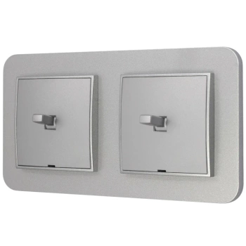 Dwa włączniki pojedyncze w stylu USA ramka zaokrąglona seria Mini kolor srebrny