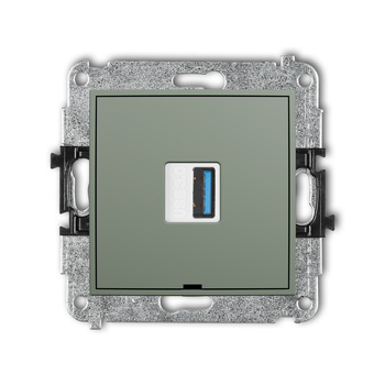 Mechanizm gniazda pojedynczego USB A-A 3.0, bez pola opisowego Karlik seria ICON 61IGUSBBO-5 kolor szałwiowy