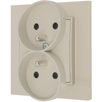 Gniazdo podwójne z ramką prostą seria MINI kolor taupe