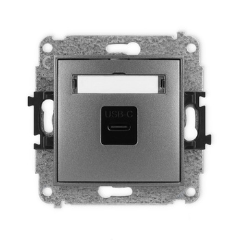 Mechanizm gniazda pojedynczego 1xUSB C-C Karlik seria ICON 11IGUSB-7 kolor grafitowy