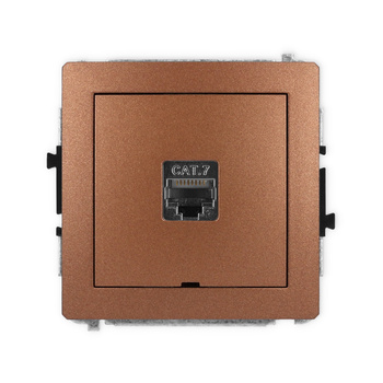 Mechanizm gniazda komputerowego pojedynczego 1xRJ45, kat. 7, ekranowany, 8-stykowy, bez pola opisowego Karlik seria DECO 9DGKBO-9 kolor brązowy metalik