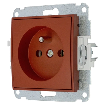 Mechanizm gniazda pojedynczego z uziemieniem 2P+Z bez przesłon torów prądowych Karlik seria MINI 63MGP-1z kolor terakota