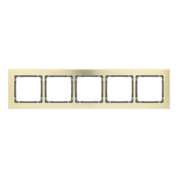 Ramka uniwersalna pięciokrotna - aluminium szczotkowane ramka: kolor mosiężny; spód: grafitowy Karlik seria DECO 8-11-DRA-5 kolor mosiężny