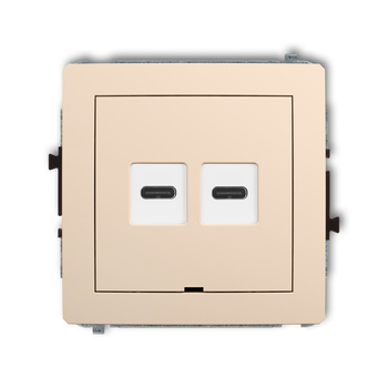 Mechanizm ładowarki USB podwójnej 2xUSB C, 20W max., bez pola opisowego Karlik seria DECO 1DCUSBBO-7 kolor beżowy