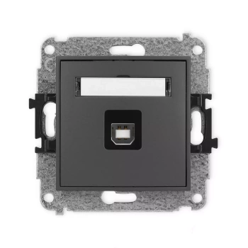 Mechanizm gniazda pojedynczego USB A-B 2.0 Karlik seria ICON 28IGUSB-3 kolor grafitowy mat