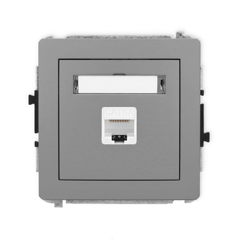 Mechanizm gniazda komputerowego pojedynczego 1xRJ45, kat. 6A, 8-stykowy Karlik seria DECO 27DGK-7 kolor szary mat