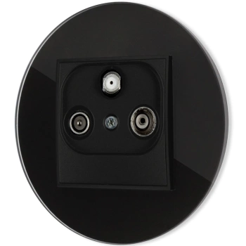 Gniazdo rtv-sat z ramką okrągłą efekt szkła seria ICON kolor czarny