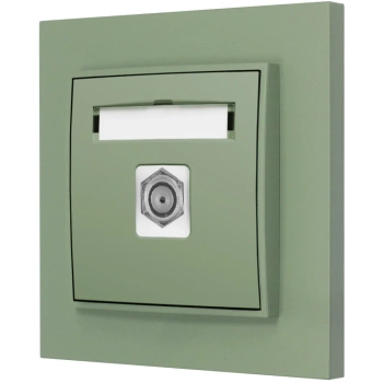 Gniazdo antenowe 1x z ramką prostą seria MINI kolor szałwiowy