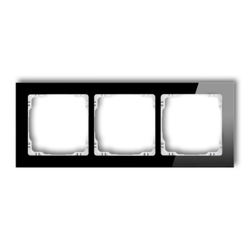 Ramka uniwersalna potrójna - efekt szkła ramka: czarna; spód: biały Karlik seria DECO 12-0-DRS-3 kolor czarny