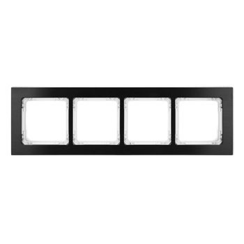 Ramka uniwersalna poczwórna - aluminium szczotkowane ramka: czarna; spód: biały Karlik seria DECO 12-0-DRA-4 kolor czarny