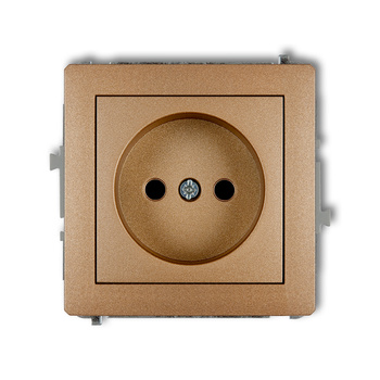 Mechanizm gniazda pojedynczego bez uziemienia 2P z przesłonami torów Karlik seria DECO 8DGP-1p kolor złoty metalik