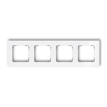 Ramka uniwersalna poczwórna kwadratowa - efekt szkła ramka: biała spód: grafitowy mat Karlik seria ICON 0-28-IRSK-4 kolor biały