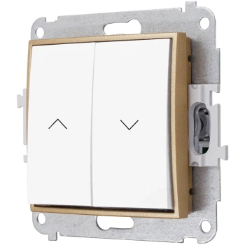 Włącznik roletowy z blokadą bez ramki kolor biały/złoty