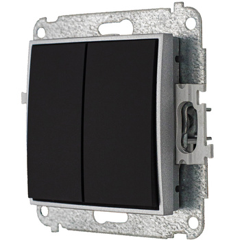 Włącznik podwójny bez ramki karlik mini kolor czarny mat/srebrny