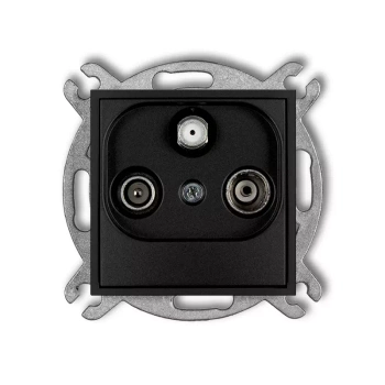 Mechanizm gniazda abonenckiego RTV-SAT przelotowego 10dB Karlik seria ICON 12IGSP kolor czarny mat