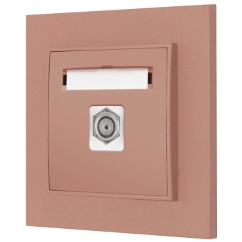 Gniazdo antenowe 1x z ramką kwadratową seria MINI kolor łososiowy