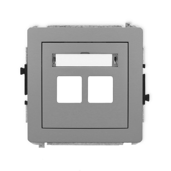 Mechanizm gniazda multimedialnego podwójnego bez modułu standard Keystone Karlik seria DECO 27DGM-2P kolor szary mat