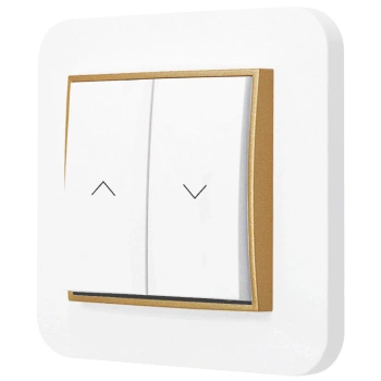 Włącznik roletowy z blokadą z ramką zaokrągloną seria MINI kolor biały mat/złoty
