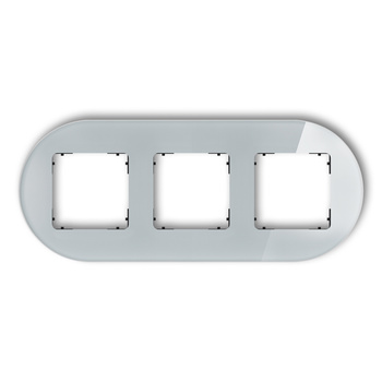 Ramka uniwersalna potrójna okrągła - efekt szkła ramka: szara spód: czarny Karlik seria ICON 15-12-IRSO-3 kolor szary